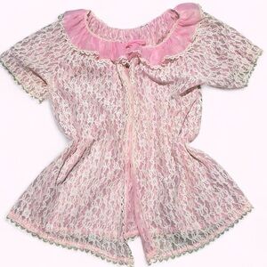 Kawaii vintage lace pink babydoll top!